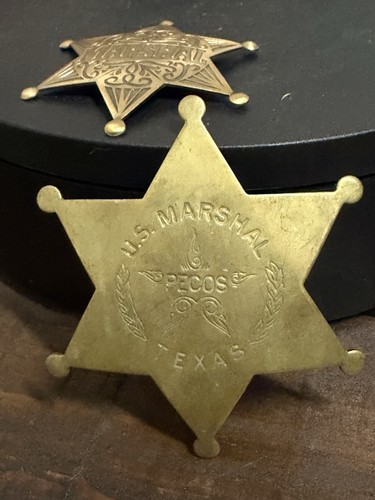 Pair vintage marshal badges - us,