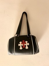 Chrome Hearts Duffle Bag Cross Patch Black Leather Shoulder Bag