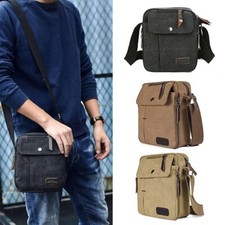 Men Small Vintage Canvas Satchel School Military Shoulder Messenger Bag Backpack