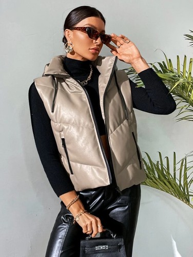 Zara mink faux leather hooded - faux,