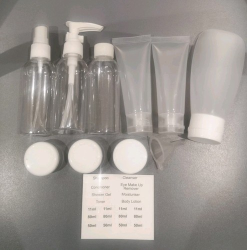 9pc travel bottles - travel,