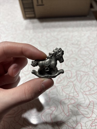 Pewter rocking horse figurine - pewter,