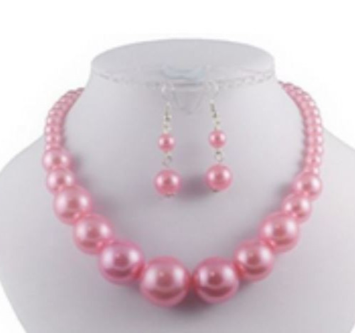Pink faux pearl graduated bead - pink,