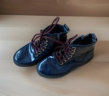 Zara Girls Blue Faux Patent Boots Size 13 (31)