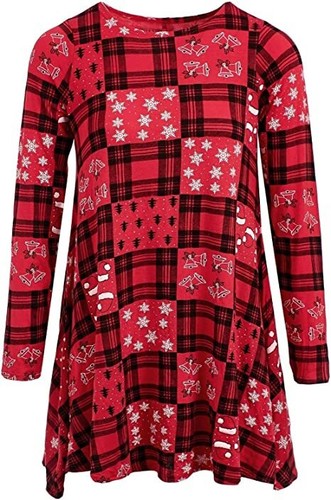 Red tartan mini swing dress - tartan,