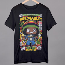 Bob Marley Cartoon Tshirt Reggae Music Unisex S to 4XL Black