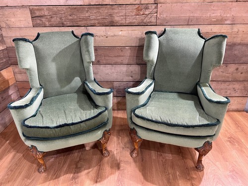 Pair walnut green fabric - walnut,