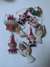 Vintage Retro Kitsch Plastic Christmas Tree Ornaments 1950’s/60’s Pixie Elf