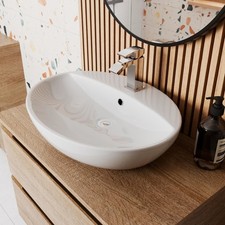 Affine Oval Countertop Basin Modern Designer Sink Ceramic White 550 x 420mm