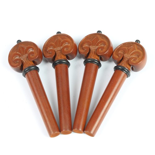 Carved boxwood violin peg set - boxwood,