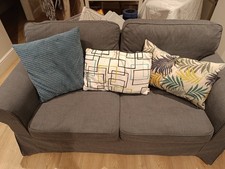 2 X Matching Ektorp IKEA 2 Seater Grey Sofas Removable Cover Excellent Condition