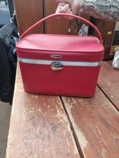 Red Vintage Antler Vanity Case  Retro Train Case Hand Luggage Classic  with key