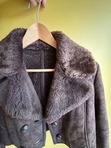 Brown cropped sheepskin - sheepskin, jacket