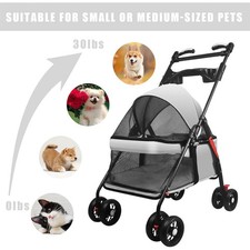 4-Wheel Portable Pet Stroller with for Small/Medium Dogs Cat Foldable Travel