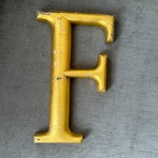 Vintage Pub Sign Letter "F" Carved Wood Gold Leaf