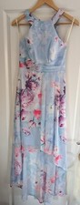 BNWT LIPSY Blue Floral Dress Size 6 Floral Summer Blue Shimmer Dip Hem RRP £130
