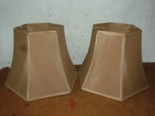 2 Royal Design Square Cut Corner Hexagon Bell Table Ceiling Lamp Shades in Biege