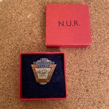 National Union Of Railways 30 Years Membership Enamel Badge Sterling Silver  