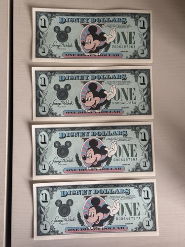 1989 disney dollars - disney, x4