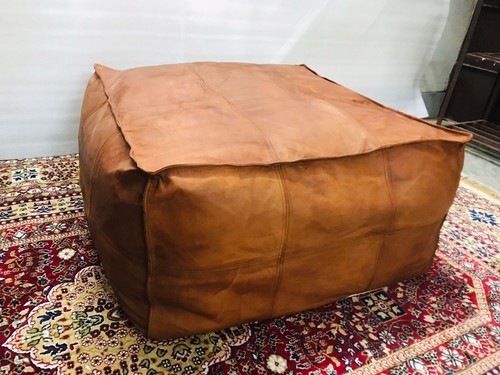 Goat leather ottoman handmade - goat,