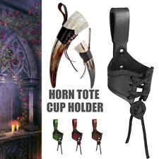 Drinking Horn Cup Holder Faux Leather Ox Horn Cup Sleeve Beer with Stand