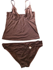 BHS Riviera/Matalan Chocolate Underwired Lingerie Fit Tankini Brief Set UK 14/20