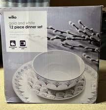 12 Piece Gold & White