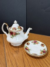 Vintage Royal Albert Old Country Roses Tea For One Teapot & Mug Saucer ( 1962 )