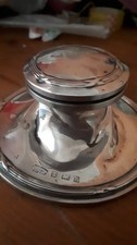 Antique Silver Inkwell Birmingham 1905. Total Weight 193.7gms  DAMAGED