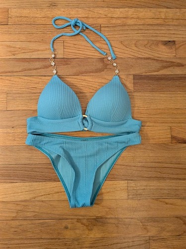 Sexy blue ribbed rhinestone - sexy,