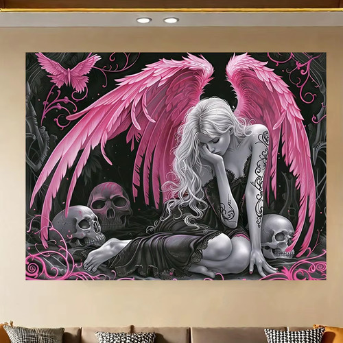 Gothic female angel tapestry - gothic,