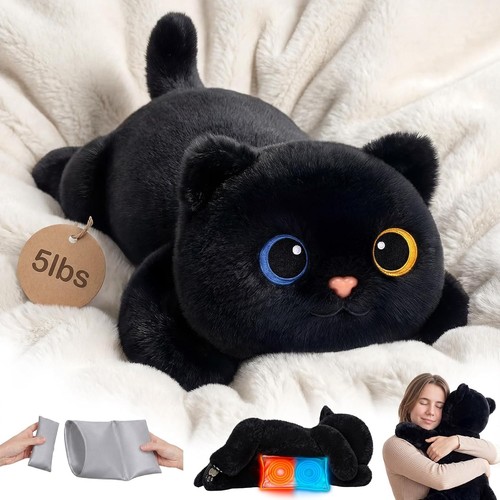 Weighted teddy black cat plush - teddy,