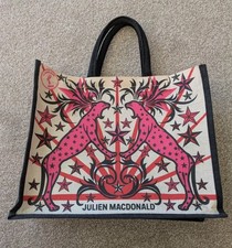 FAB Julien Macdonald Tickled Pink ASDA. Pink Leopard Stars Black Trim Tote Bag. 