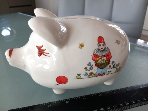 Vintage pottery piggy bank pig - piggy,