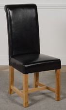 Washington Black Leather Dining Chairs | Dining Chairs with Braced Oak Legs