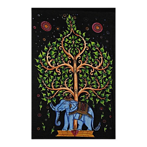 Blue elephant tapestry wall - blue,
