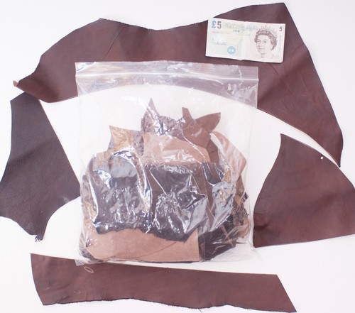 Leather offcuts dark brown - -,
