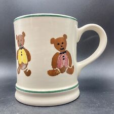 Vintage hand crafted Westfield art pottery teddy bears spongeware mug England 