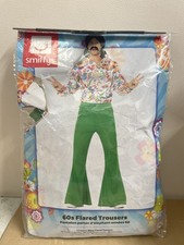 Smiffys Flared Trousers, Mens, Green , 1960's Groovy Fancy Dress, 1960s Dress Up