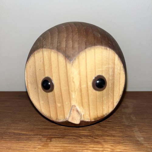 Wooden carved owl 9cm - carved,