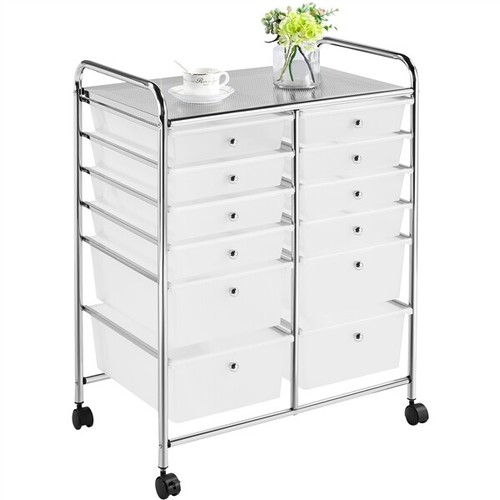 Drawers white rolling - 12, cart
