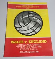 1982 WALES v ENGLAND HOME INTERNATIONAL FOOTBALL PROGRAMME NINIAN PARK CARDIFF