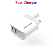 For Apple iPhone Mains Wall Adapter 20W Fast UK 3 PIN Dual USB Wall Charger Plug