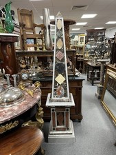 Pair of 6ft Specimen & Carrara White Marble Obelisks Large & Very Rare