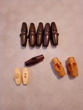 Vintage Plastic Duffle Toggle Buttons White Cream Grey Butterscotch Marble Coat