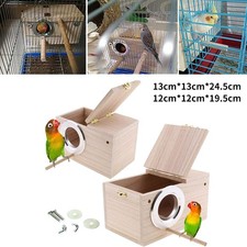 Wooden Bird Breeding Box Cage Nesting House Love For Parrot Budgie Birds Finc UK