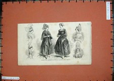 Original Old Antique Print 1858 Women Fashion L'Eure Calvados Normandy France