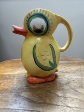 Art Deco Probably Czech Pottery Duck Jug 14 Cms High Glazed