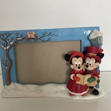 Disney Christmas Carol Mickey & Minnie Mouse Picture Frame Light Up NEW RARE