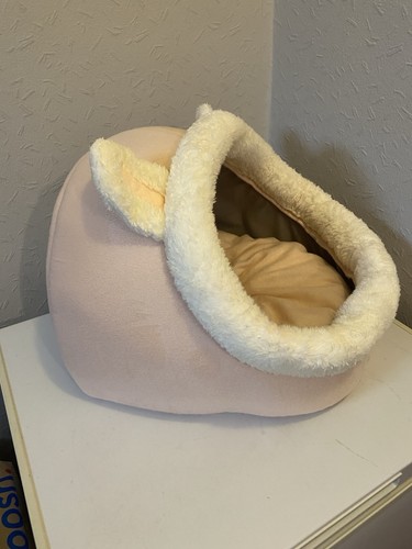 Washable pink cat pet - bed, soft